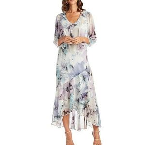 R&M Richards Watercolor Floral Dress Size 6P